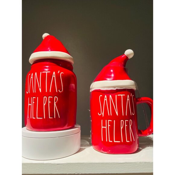 Rae Dunn Santa’s Helper Red Canister Mug Set  | Holiday Kitchen Decor - Picture 6 of 8